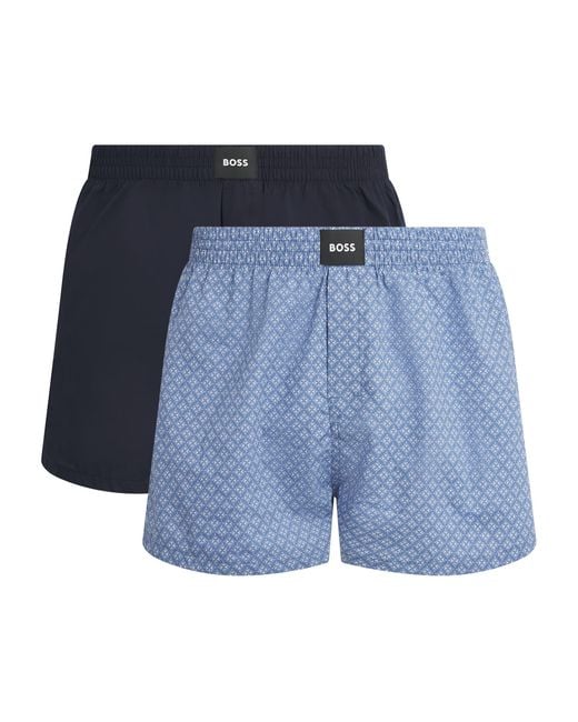 Boss Blue Cotton Logo Boxer Briefs for men