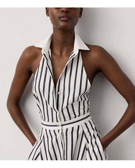 Ralph Lauren White Eldred Striped Cotton Day Dress