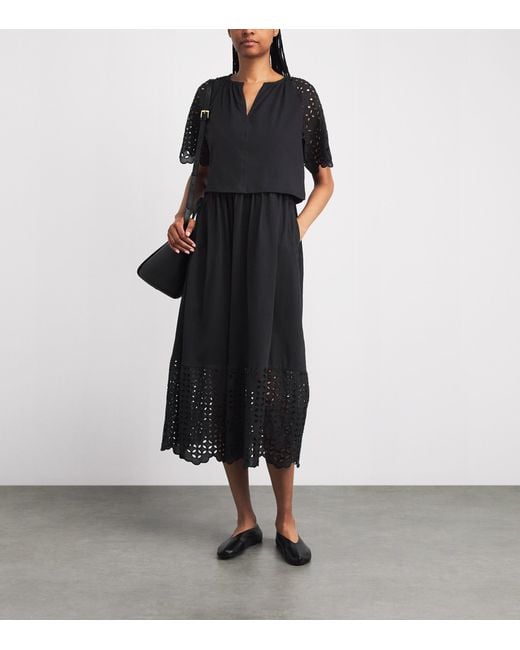 ME+EM Black Broderie Anglaise 2-In-1 Maxi Dress