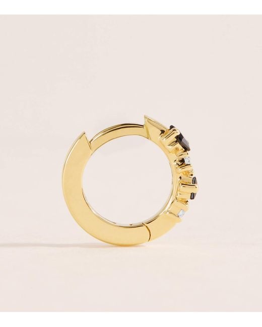 Suzanne Kalan Metallic Diamond And Sapphire Princess Huggie Earrings