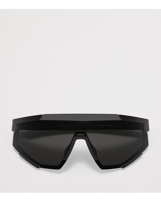 Prada Linea Rossa Gray Shield Pillow Sunglasses for men