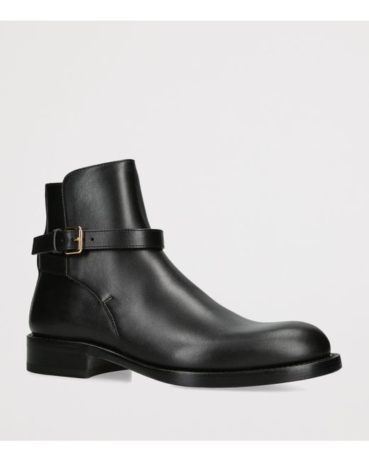 The Row Black Nobilis Leather Ankle Boots