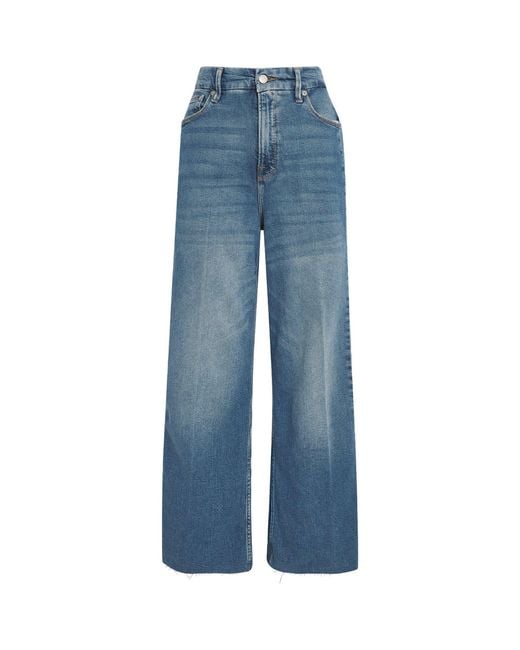 GOOD AMERICAN Blue Good Skate Cropped Wide-Leg Jeans