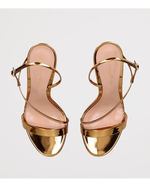 Gianvito Rossi Metallic Leather Manhattan Heeled Sandals 95