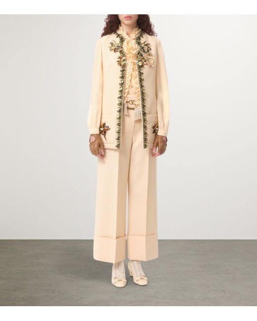 Valentino Garavani Natural Virgin Wool-Silk Embellished Gilet