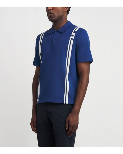 J.Lindeberg Blue Rylan Stripe Knit Golf Polo Shirt for men