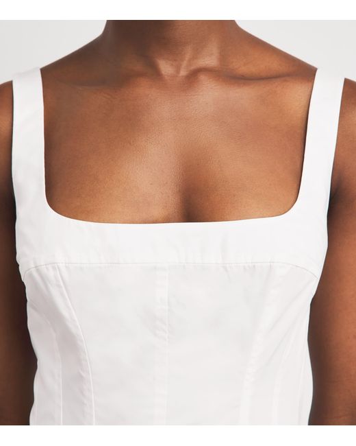 Jonathan Simkhai White Cotton Bubble-Hem Hally Midi Dress