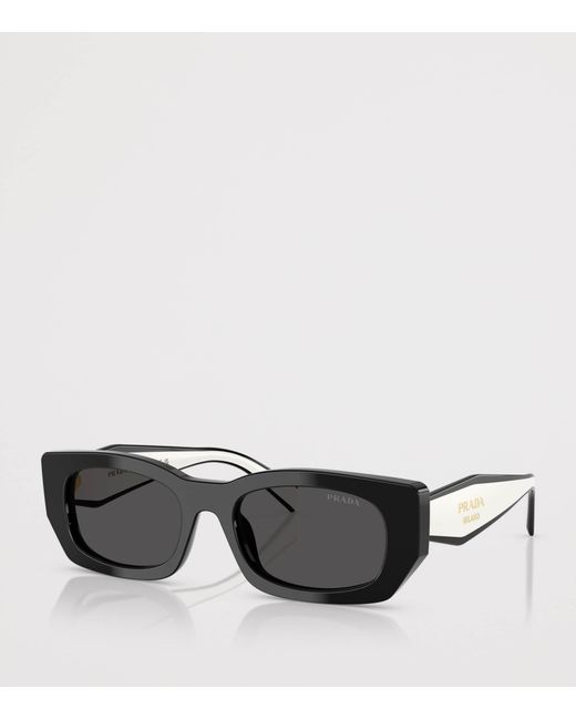 Prada Black Acetate Rectangular Sunglasses