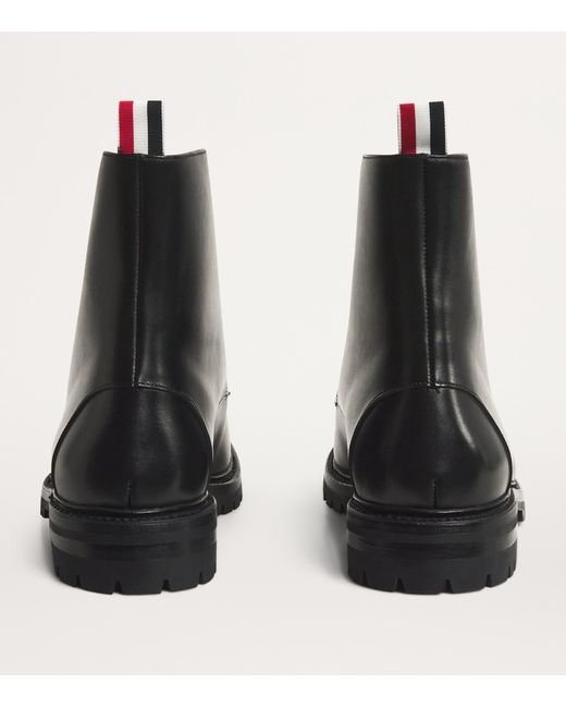 Thom Browne Black Leather Commando Boots for men