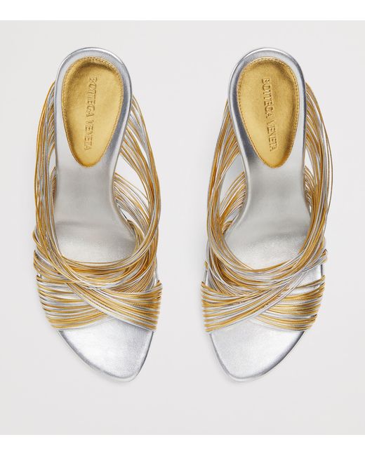 Bottega Veneta Metallic Leather Rana Tubular Mules 90