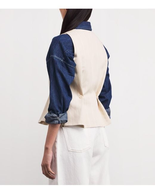 Claudie Pierlot Natural Pleated Stripe Waistcoat