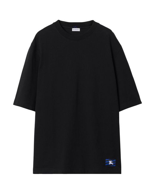 Burberry Black Embroidered Ekd T-shirt for men
