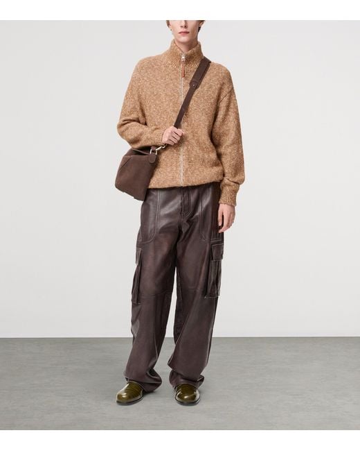 Loewe Brown Jacquard Anagram Zip-Up Relaxed Cardigan for men