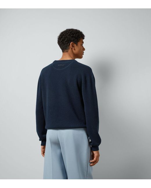 Gucci Blue Wool Embroidered Sweater for men
