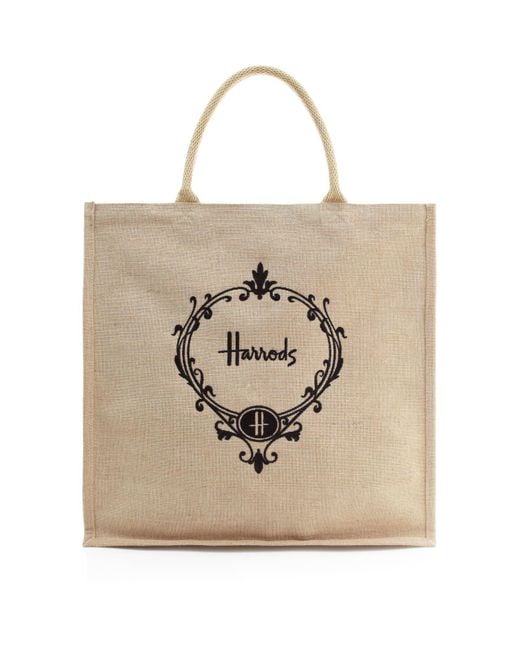 Harrods Natural Roundel Jute Shopper Bag