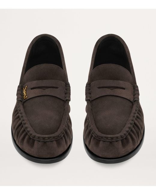 Saint Laurent Brown Suede Le Loafers