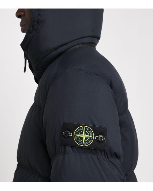 Stone Island Blue Ripstop Down-Padded Coat for men
