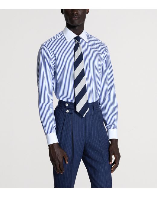 Dunhill Blue Cotton Stripe Shirt for men