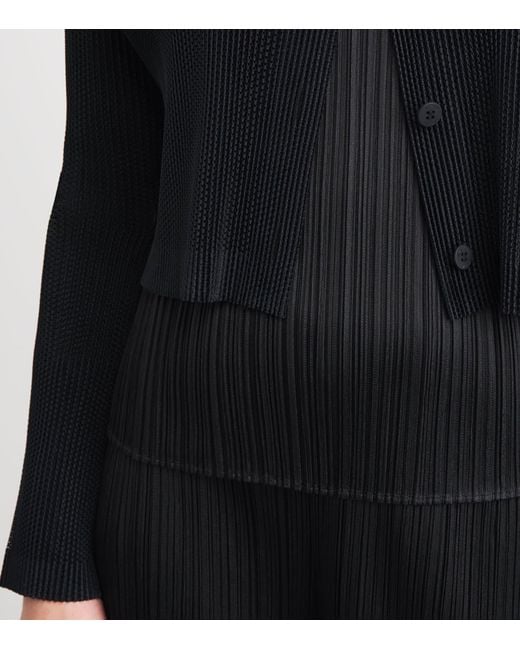Pleats Please Issey Miyake Black Tatami Cardigan