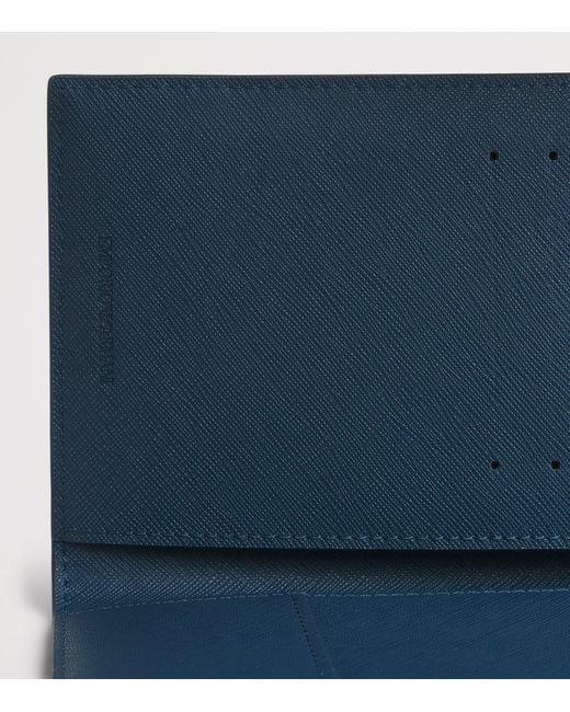 Emporio Armani Blue Saffiano Leather Passport Holder for men