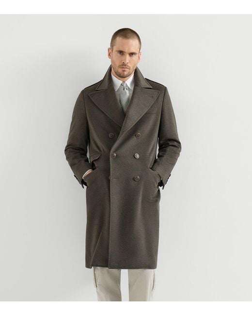 Brunello Cucinelli Gray Virgin Wool Water-Resistant Coat for men