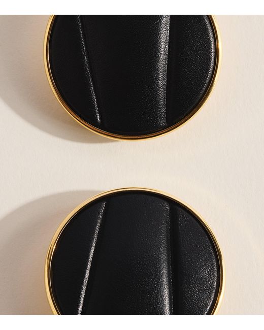 Chloé Black Leather Pleats Clip-On Earrings