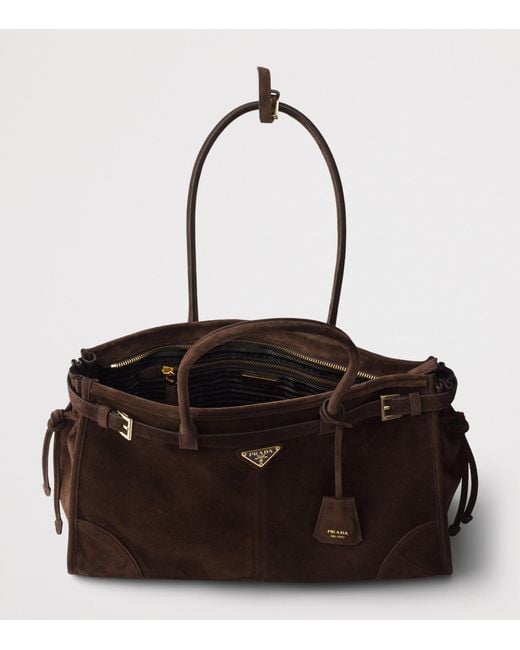 Prada Black Large Suede Bonnie Shoulder Bag