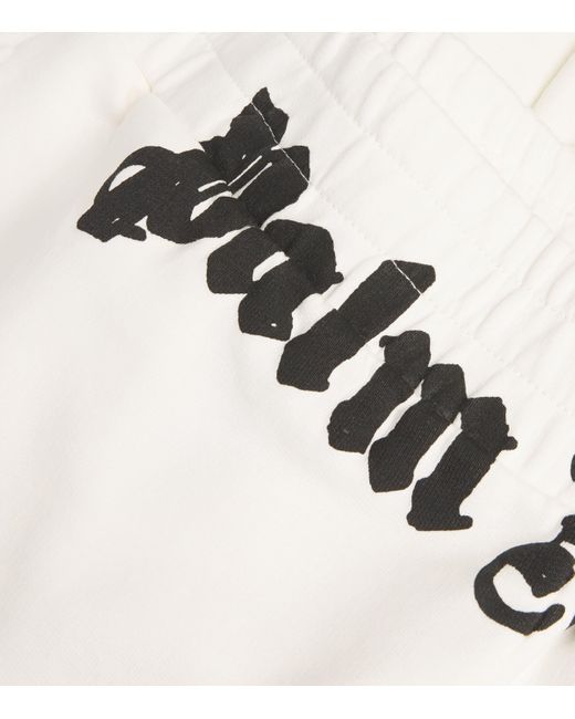 Palm Angels White Cotton Logo Sweatshorts for men