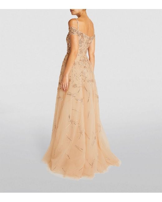 Zuhair Murad Natural Tulle Embellished Gown
