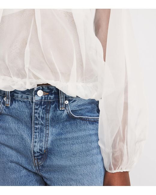 FRAME White Silk Balloon Blouse