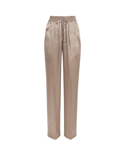 Kiton Natural Silk Printed Pleated Drawstring Trousers