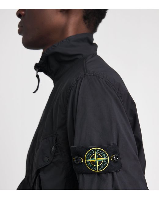 Stone Island Black Stretch-Nylon Zip-Up Overshirt for men