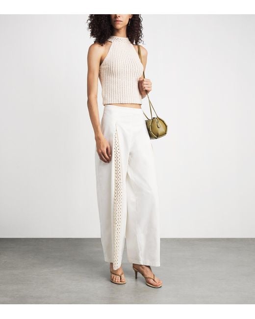 Escvdo White Crochet Reflejo Halter Top