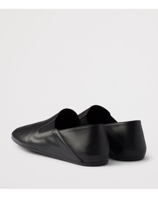 Prada Black Leather Logo Loafers for men