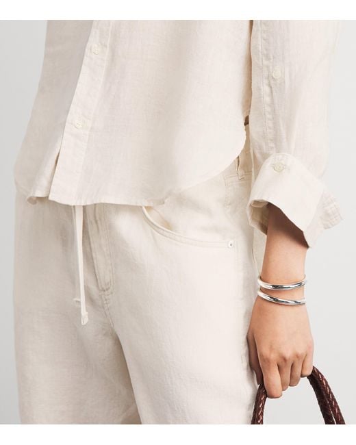 Citizens of Humanity White Linen Shrunken Kayla Shirt