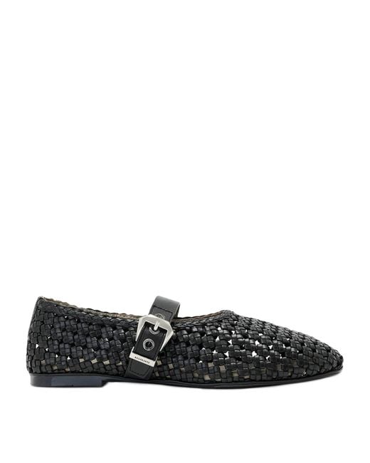 AllSaints Black Woven Leather Sabine Ballet Flats
