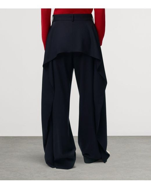 Loewe Blue Wool-Blend Pleated Trousers