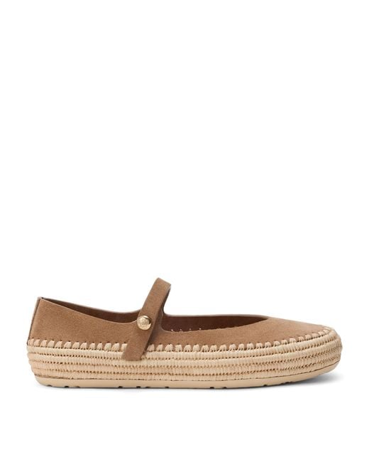 Loewe Natural X Paula's Ibiza Suede-Raffia Rio Mary Jane Flats