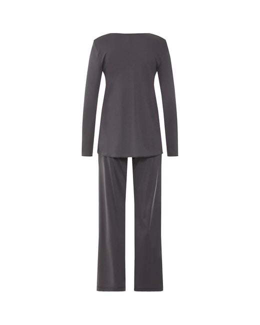 Hanro Gray Cotton-Silk Long-Sleeve Pyjamas