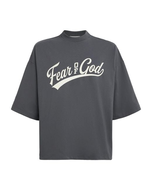 Fear Of God Gray Cotton Boxy Merch T-Shirt for men