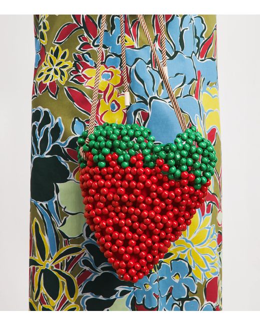 ALÉMAIS Red Mini Beaded Strawberry Shoulder Bag