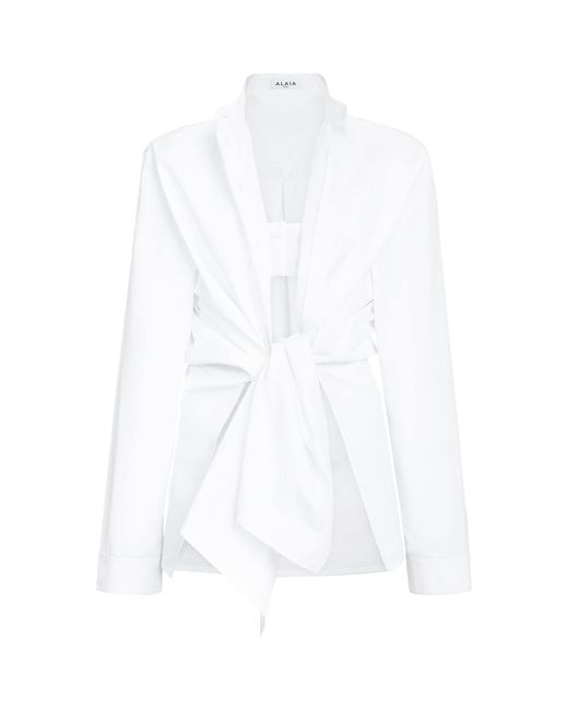 Alaïa White Cotton Poplin Shirt And Bralette