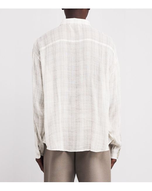 Cole Buxton White Linen-Blend Slub Check Ivy League Shirt for men