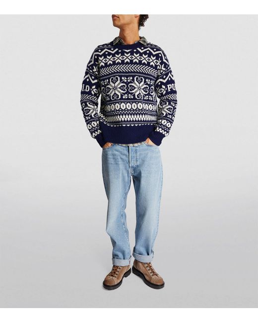 Polo Ralph Lauren Blue Wool-blend Fair Isle Sweater for men