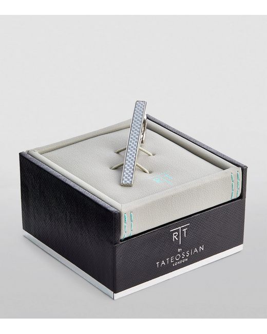 Tateossian White D-Shape Tie Clip for men
