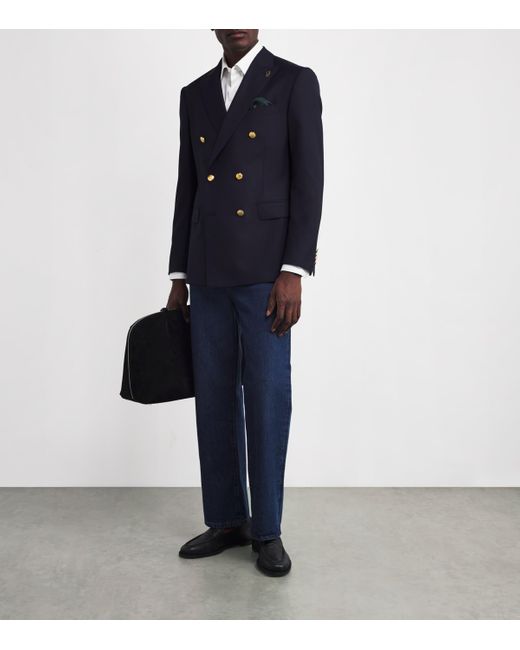 Pal Zileri Blue Wool Double-Breasted Vicenza Blazer for men