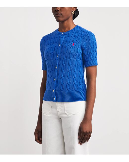 Polo Ralph Lauren Blue Cotton Cable-Knit Cardigan