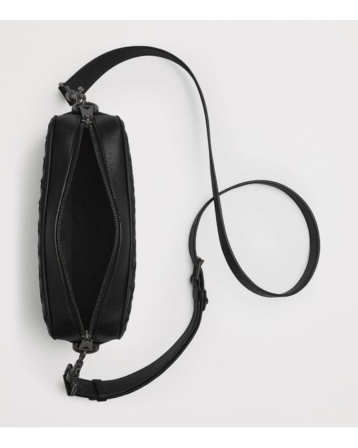 Bottega Veneta Black Small Leather Intrecciato Camera Bag for men