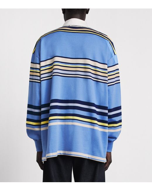 Amiri Blue Cotton Stripe Polo Shirt for men