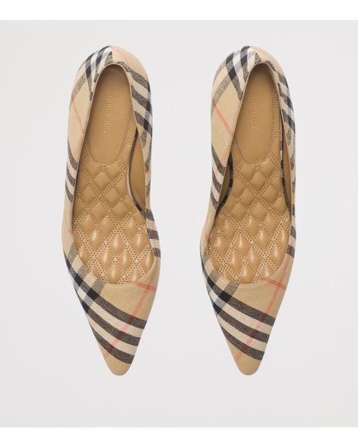 Burberry Metallic Linen Check Dame Pumps 55